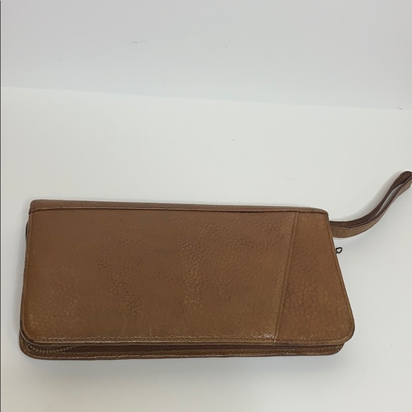 Brown Italian Leather | Business Office Zipper Portfolio Case | Binder Clutch - Picture 2 of 10
